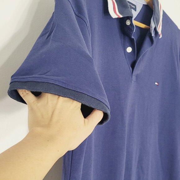 Tommy Hilfiger Men's Navy Blue 100% Cotton Custom Fit Polo Shirt Sz Large - Picture 4 of 10